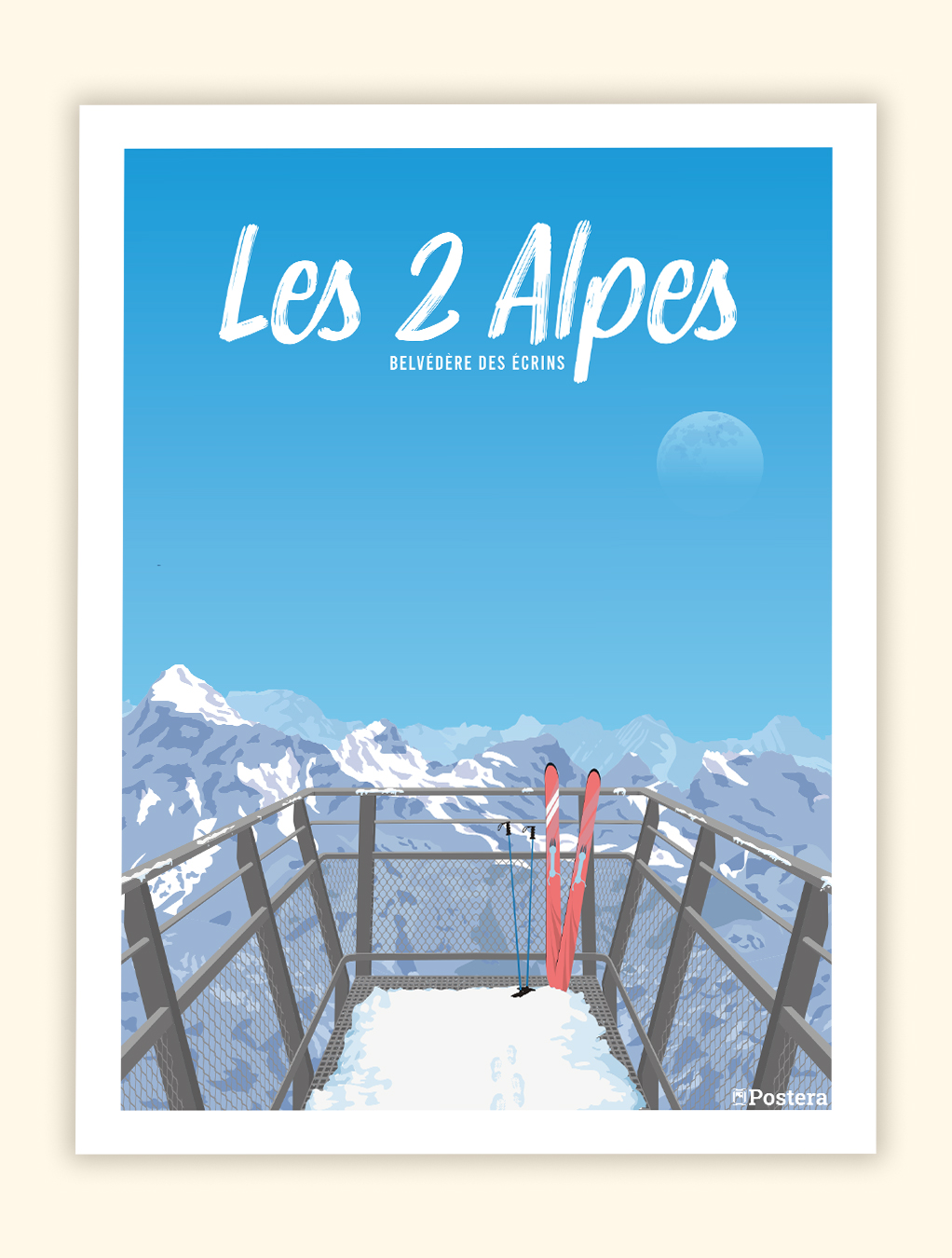 Affiche Poster des 2 Alpes - Belvédère des Ecrins - Oisans