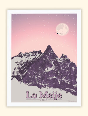 Affiche Tableau de la Meije Massif des Écrins - Alpes