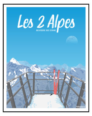 Affiche Poster des 2 Alpes - Belvédère des Ecrins