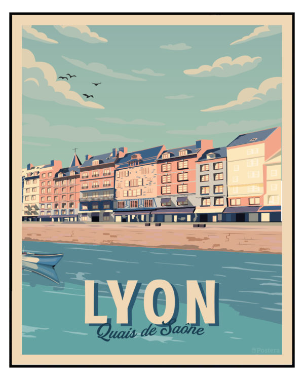 Affiche de Lyon - quais de Saône
