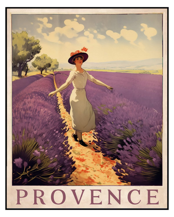 Affiche Vintage de la Provence Champ de Lavande