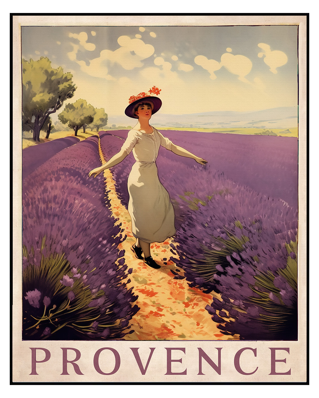 Affiche Vintage de La Provence - Champ de Lavande