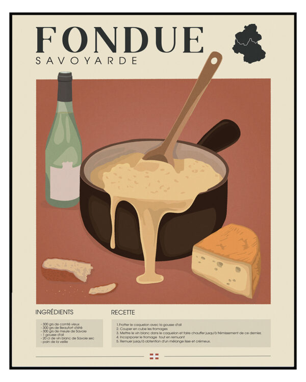 Affiche Poster de la Fondue Savoyarde - Décoration de Cuisine