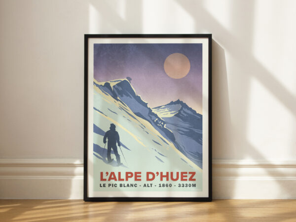 Affiche Poster de l'Alpe d'Huez le Pic Blanc