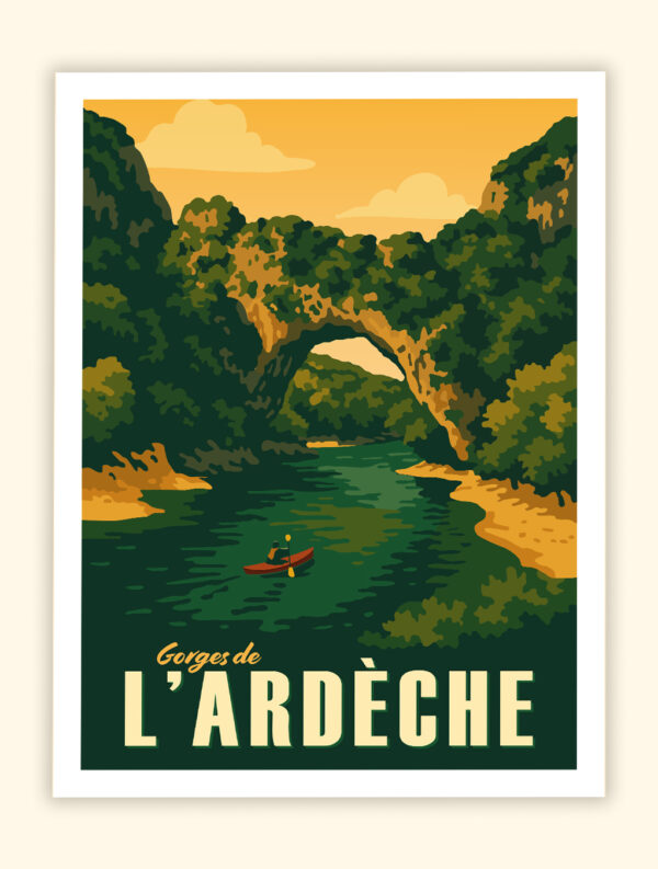 Tableau Poster des Gorges de l'Ardèche Pont d'Arc